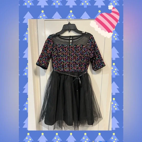 zunie party dress Zunie Sequin Velvet Party Dress (Toddler & Little Girls) Black/Multi 6Xat Nordstrom Rack - Girls Clothing